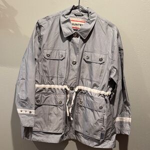 Hunter Original Women’s Refined Gray White Garden Jacket Rain Coat Waterproof